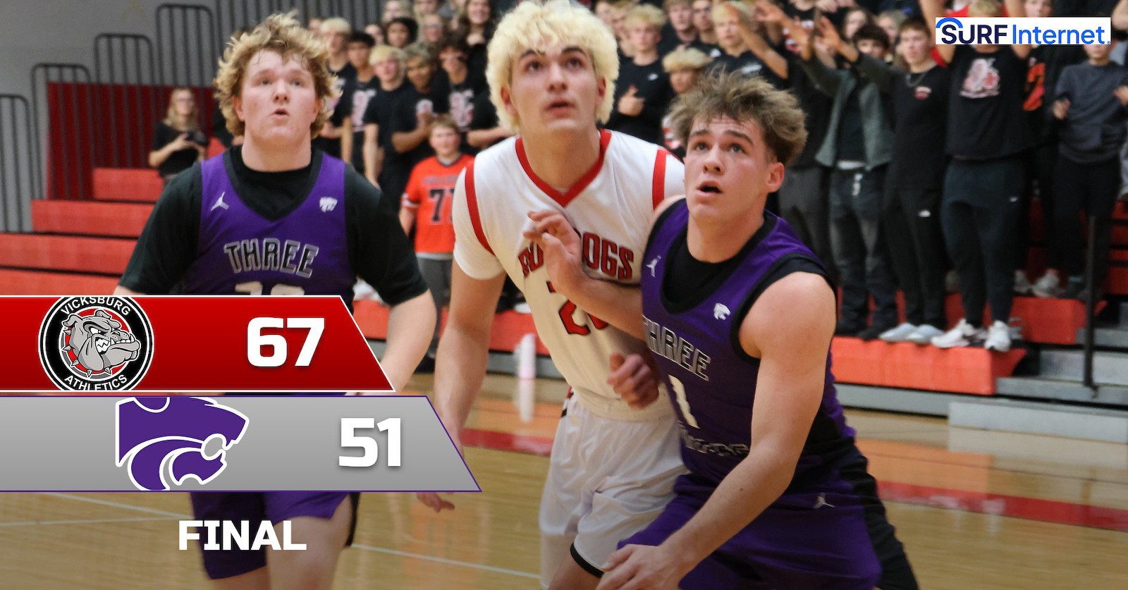 Three Rivers boys lose road game to Vicksburg 67-51